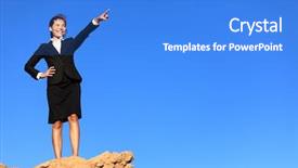  Presentation with rock climbing - Colorful slide deck enhanced with business concept - businesswoman pointing backdrop and a cobalt blue colored foreground