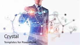  Presentation with business networking - Presentation having business concept - social connection and networking mixed background and a light blue colored foreground