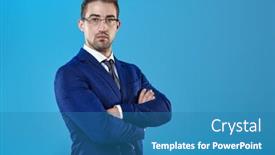  Presentation with space suit - Slide deck enhanced with business-concept-a-confident-businessman background and a teal colored foreground