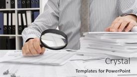  Presentation with financial reports - Theme having business-concept-businessman-s-working background and a light gray colored foreground