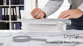  Presentation with flash - Slide set featuring business-concept-businessman-s-working background and a light gray colored foreground