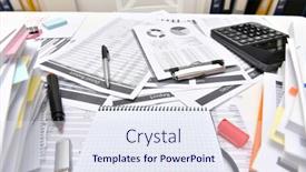  Presentation with financial reports - Presentation design consisting of business-concept-businessman-s-working background and a sky blue colored foreground