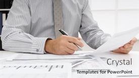  Presentation with financial reports - Presentation theme having business-concept-businessman-s-working background and a white colored foreground