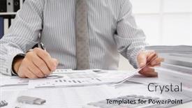  Presentation with financial reports - Audience pleasing slide set consisting of business-concept-businessman-s-working backdrop and a light gray colored foreground