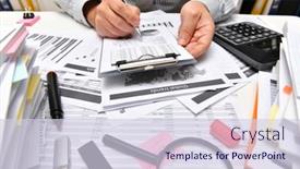  Presentation with financial reports - Slide set consisting of business-concept-businessman-working background and a lemonade colored foreground