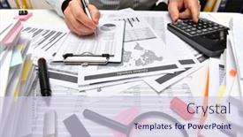  Presentation with financial reports - PPT theme featuring business-concept-businessman-working background and a lemonade colored foreground