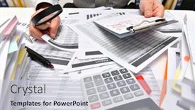  Presentation with financial reports - Presentation design having business-concept-businessman-working background and a light gray colored foreground