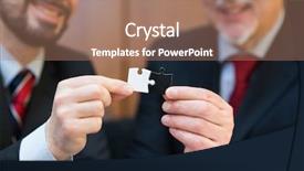  Presentation with together puzzle pieces - Slide deck enhanced with business concept businessmen putting puzzle background and a coral colored foreground