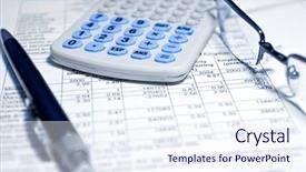  Presentation with financial report - Presentation with business concept - closeup view of financial report background and a sky blue colored foreground