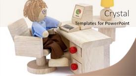  Presentation with computer - PPT theme having business-concept-computer-operator-working background and a lemonade colored foreground