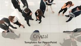  Presentation with lobby - Colorful slide set enhanced with business concept group of business people in the lobby of the office backdrop and a soft green colored foreground