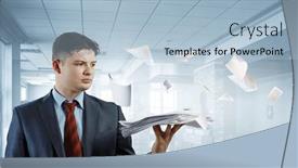  Presentation with business report - Slides featuring business-concept-handsome-young-professional background and a light blue colored foreground