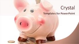  Presentation with piggy bank - Presentation consisting of business concept lucky piggy bank background and a lemonade colored foreground