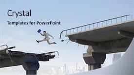  Presentation with overcome - Presentation theme featuring business concept of businessman overcome background and a  colored foreground