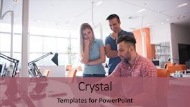  Presentation with young business people - Beautiful PPT theme featuring business concept of human resource backdrop and a violet colored foreground