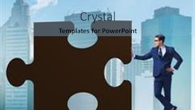  Presentation with teamwork - PPT theme with business-concept-of-puzzles background and a light blue colored foreground