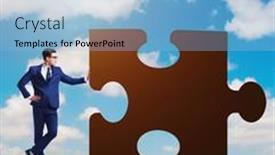  Presentation with teamwork - Presentation featuring business-concept-of-puzzles background and a light blue colored foreground