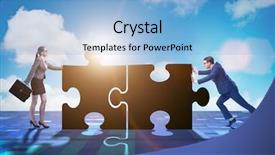  Presentation with teamwork - Theme consisting of business concept of puzzles background and a  colored foreground