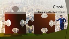  Presentation with teamwork - Beautiful theme featuring business concept of puzzles backdrop and a lemonade colored foreground