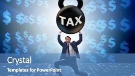  Presentation with burden - Colorful PPT theme enhanced with business concept of tax payments backdrop and a teal colored foreground