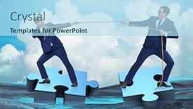  Presentation with business competition - Presentation theme consisting of business-concept-of-teamwork background and a light blue colored foreground