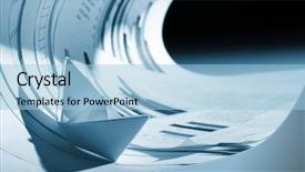  Presentation with tsunami - PPT theme enhanced with ship crashes - business concept paper boat background and a light blue colored foreground