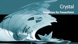  Presentation with tsunami - Cool new presentation theme with business concept paper boat backdrop and a teal colored foreground