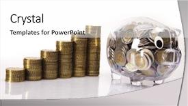  Presentation with pig - Amazing theme having business concept pig bank and money coin backdrop and a white colored foreground