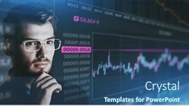  Presentation with financial market - Theme enhanced with business-concept-serious-businessman-makes background and a ocean colored foreground