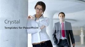  Presentation with waiting - Audience pleasing presentation theme consisting of business concept she is waiting he is late backdrop and a light blue colored foreground