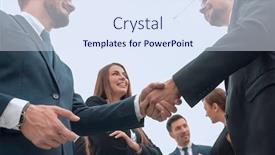  Presentation with welcome - PPT theme featuring business-concept-welcome-and-handshake background and a sky blue colored foreground