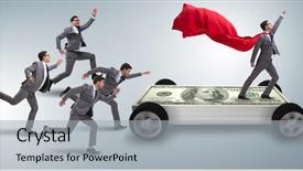  Presentation with car business - Amazing slide set having business concept with dollar car backdrop and a light gray colored foreground