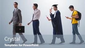  Presentation with concept - PPT theme with business-concept-with-man-progressing background and a seafoam green colored foreground