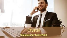  Presentation with young business man - Presentation theme with business-concept-young-businessman-sitting background and a tawny brown colored foreground