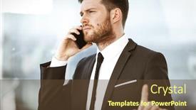  Presentation with busy work - Presentation theme having business-concept-young-businessman background and a tawny brown colored foreground