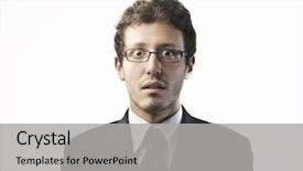  Presentation with worried female chlamydia - Theme featuring business concern - businessman with worried expression background and a light gray colored foreground