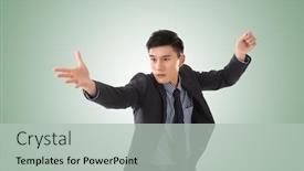  Presentation with conductor - Theme enhanced with business-conductor-man-closeup-portrait background and a light gray colored foreground