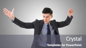  Presentation with conductor - Cool new presentation theme with business conductor man closeup portrait backdrop and a dark gray colored foreground