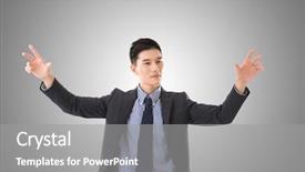  Presentation with conductor - PPT layouts with business conductor man closeup portrait background and a gray colored foreground