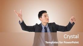  Presentation with conductor - Beautiful PPT theme featuring business conductor man closeup portrait backdrop and a coral colored foreground