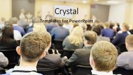  Presentation with conference - Beautiful theme featuring business conference and presentation audience backdrop and a  colored foreground