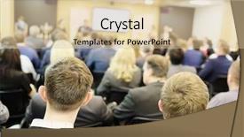  Presentation with conference - Presentation enhanced with business conference and presentation audience background and a lemonade colored foreground