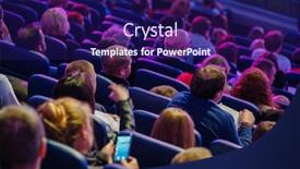  Presentation with conference - Beautiful presentation featuring business-conference-attendees-sit backdrop and a navy blue colored foreground