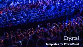  Presentation with conference - Theme enhanced with business-conference-attendees-sit background and a wine colored foreground