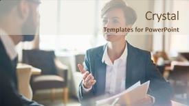  Presentation with book appointment - Audience pleasing slide deck consisting of business consultant - colleagues having appointment to discuss backdrop and a lemonade colored foreground