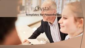  Presentation with strategy - Presentation theme with business-consultant-makes-a-proposal background and a coral colored foreground