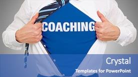  Presentation with business coaching - Slides consisting of business consultant with coaching word background and a teal colored foreground