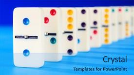  Presentation with business continuity - Amazing slides having business continuity - domino effect with many pieces backdrop and a  colored foreground