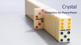  Presentation with business continuity - Cool new PPT theme with business continuity - domino effect with many pieces backdrop and a sky blue colored foreground