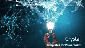  Presentation with idea - Beautiful theme featuring business continuity - innovative idea in businessman hand backdrop and a ocean colored foreground